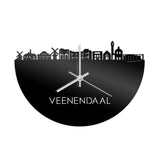 Skyline Klok Veenendaal Zwart glanzend gerecycled kunststof cadeau wanddecoratie relatiegeschenk van WoodWideCities