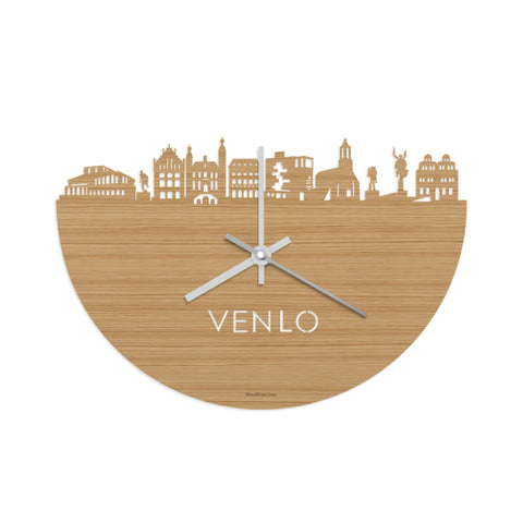 Skyline Klok Venlo Bamboe houten cadeau wanddecoratie relatiegeschenk van WoodWideCities