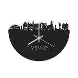 Skyline Klok Venlo Black Zwart houten cadeau wanddecoratie relatiegeschenk van WoodWideCities