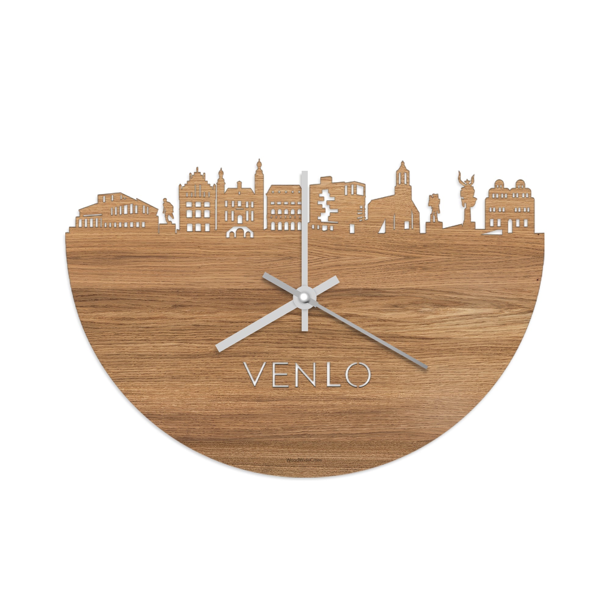 Skyline Klok Venlo Eiken houten cadeau decoratie relatiegeschenk van WoodWideCities