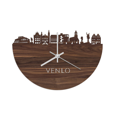 Skyline Klok Venlo Noten houten cadeau wanddecoratie relatiegeschenk van WoodWideCities
