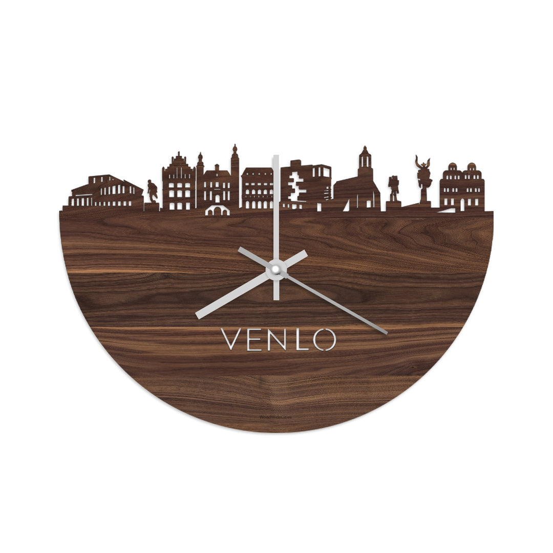 Skyline Klok Venlo Noten houten cadeau wanddecoratie relatiegeschenk van WoodWideCities