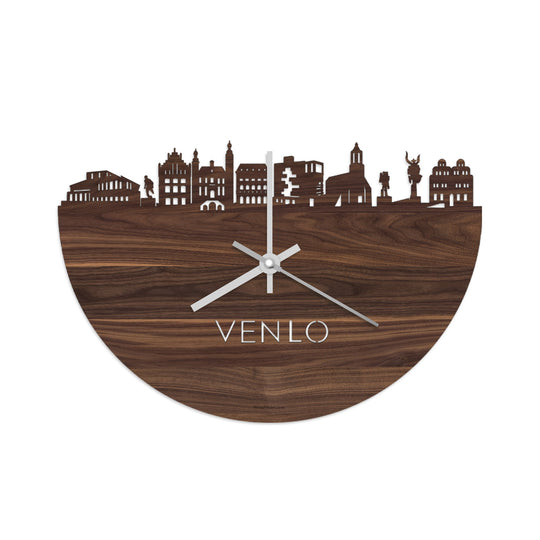 Skyline Klok Venlo Noten houten cadeau wanddecoratie relatiegeschenk van WoodWideCities