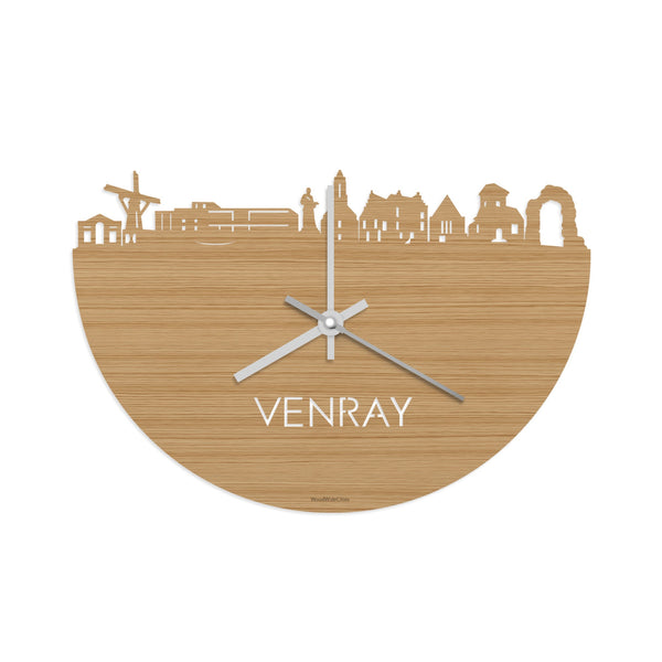 Skyline Klok Venray Bamboe houten cadeau wanddecoratie relatiegeschenk van WoodWideCities