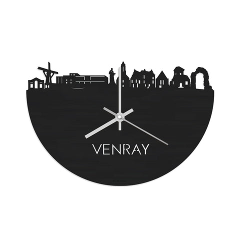Skyline Klok Venray Black Zwart houten cadeau wanddecoratie relatiegeschenk van WoodWideCities