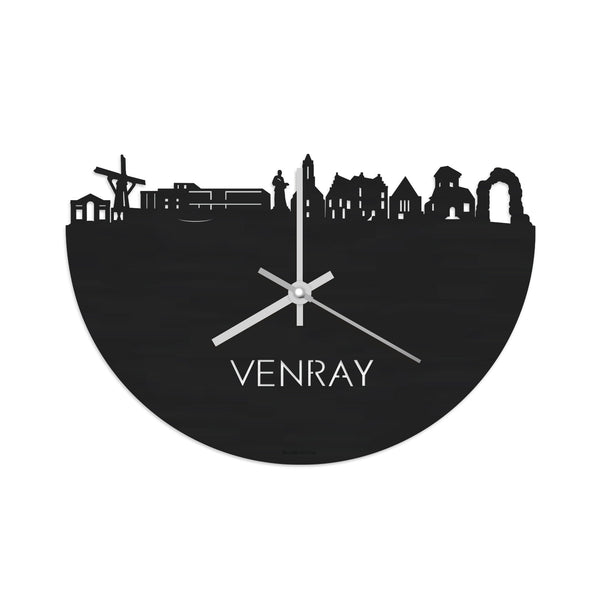 Skyline Klok Venray Black Zwart houten cadeau wanddecoratie relatiegeschenk van WoodWideCities