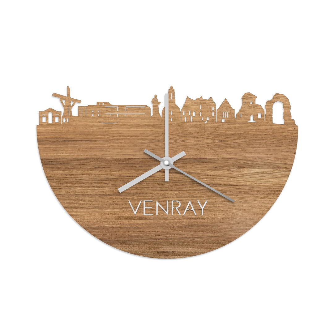 Skyline Klok Venray Eiken houten cadeau wanddecoratie relatiegeschenk van WoodWideCities