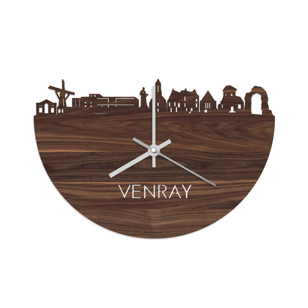 Skyline Klok Venray Noten houten cadeau wanddecoratie relatiegeschenk van WoodWideCities