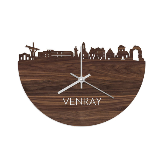 Skyline Klok Venray Noten houten cadeau wanddecoratie relatiegeschenk van WoodWideCities