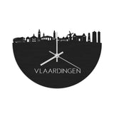 Skyline Klok Vlaardingen Black Zwart houten cadeau wanddecoratie relatiegeschenk van WoodWideCities