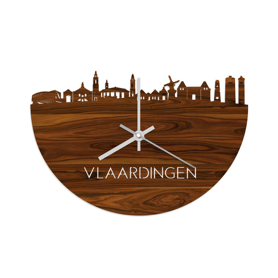 Skyline Klok Vlaardingen Palissander houten cadeau wanddecoratie relatiegeschenk van WoodWideCities