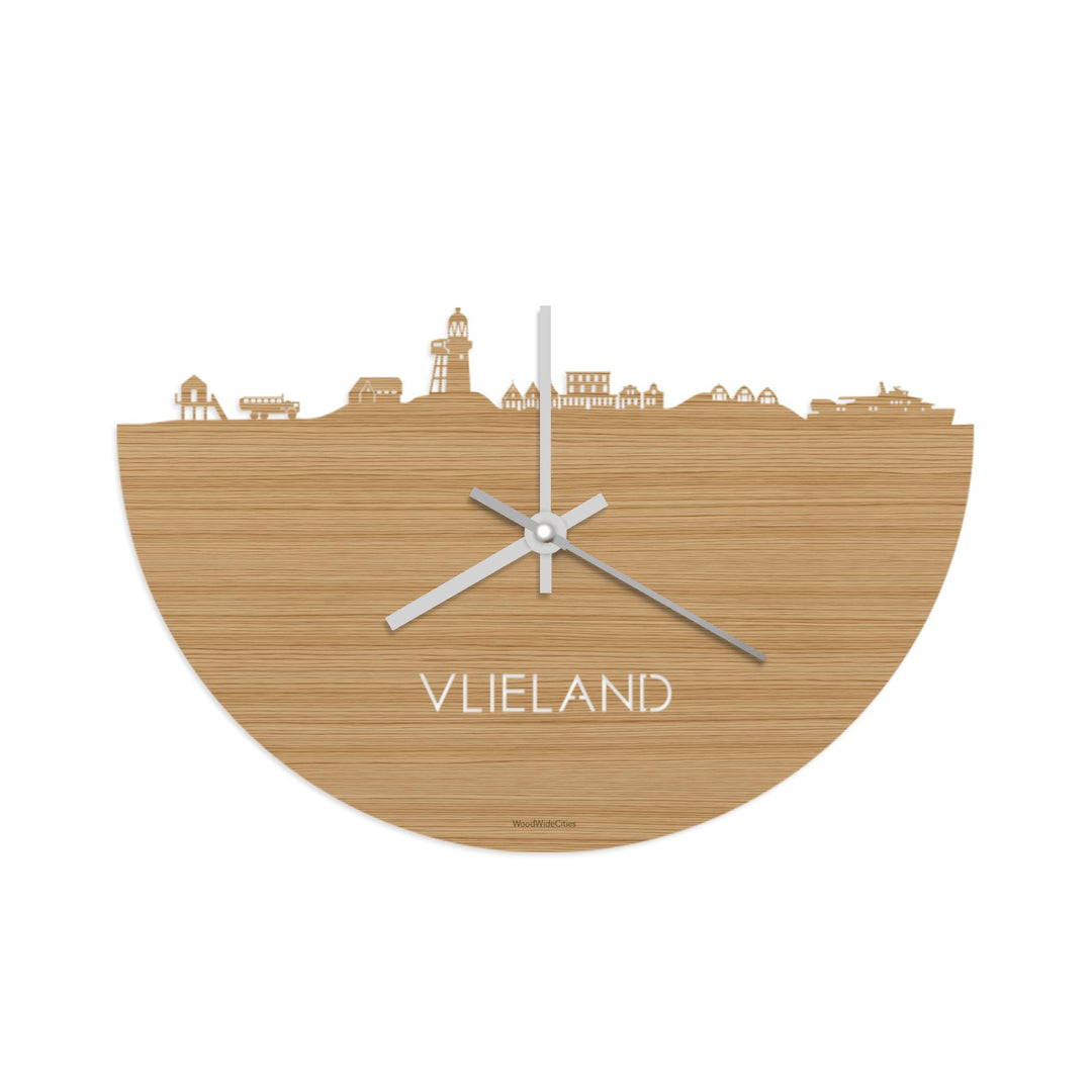 Skyline Klok Vlieland Bamboe Bamboe  houten cadeau wanddecoratie relatiegeschenk van WoodWideCities