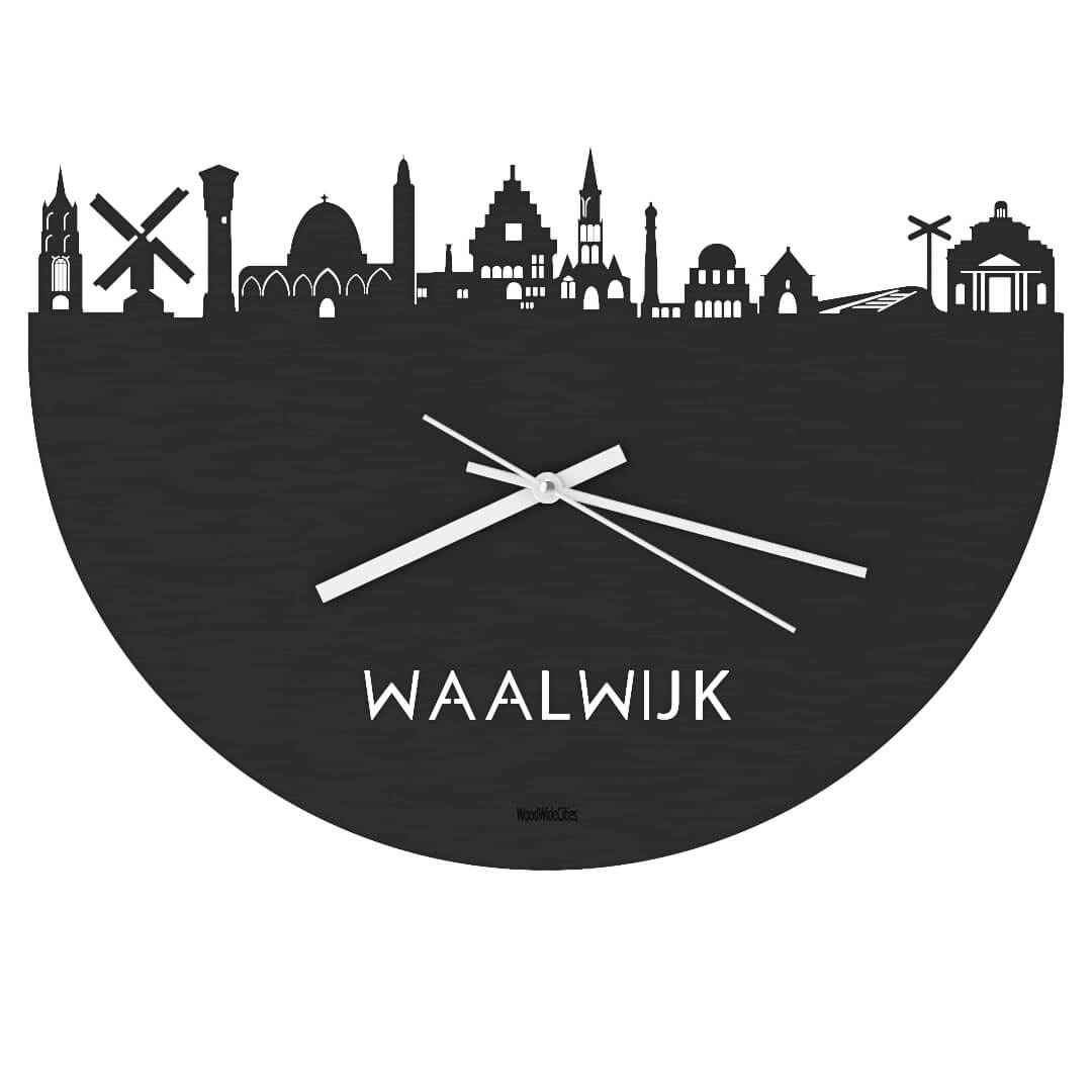 Skyline Klok Waalwijk Black houten cadeau wanddecoratie relatiegeschenk van WoodWideCities