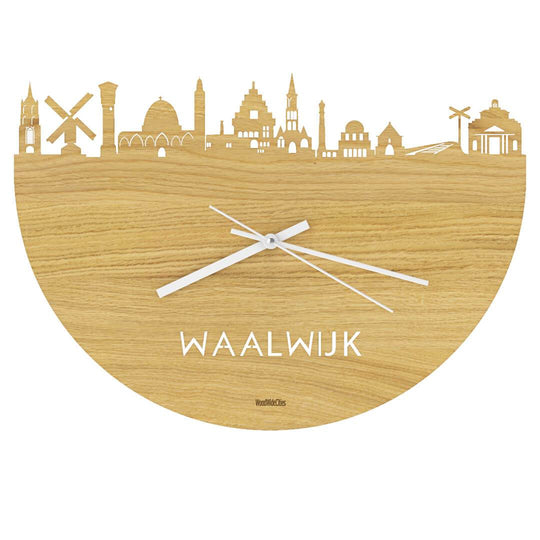 Skyline Klok Waalwijk Eiken houten cadeau wanddecoratie relatiegeschenk van WoodWideCities