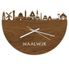 Skyline Klok Waalwijk Noten houten cadeau wanddecoratie relatiegeschenk van WoodWideCities