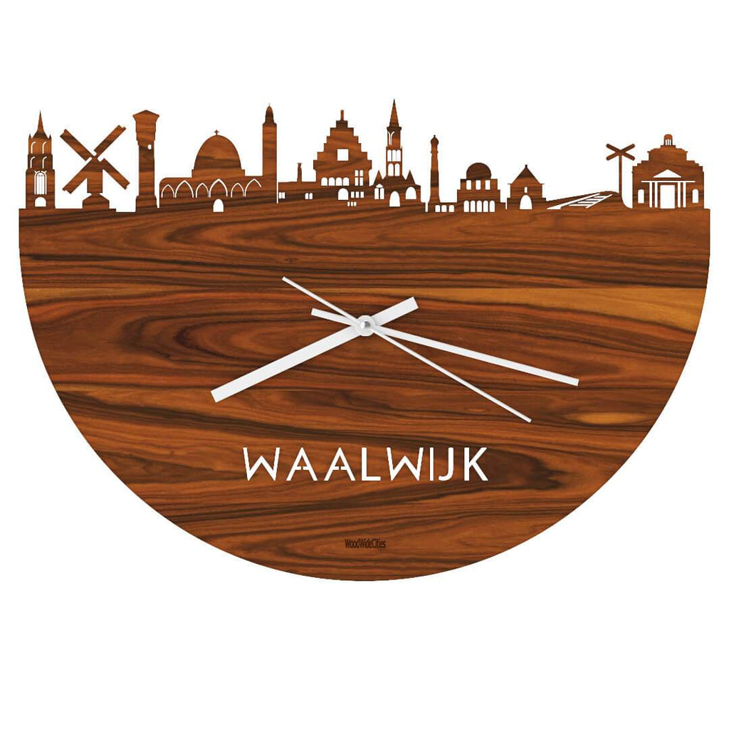 Skyline Klok Waalwijk Palissander houten cadeau decoratie relatiegeschenk van WoodWideCities