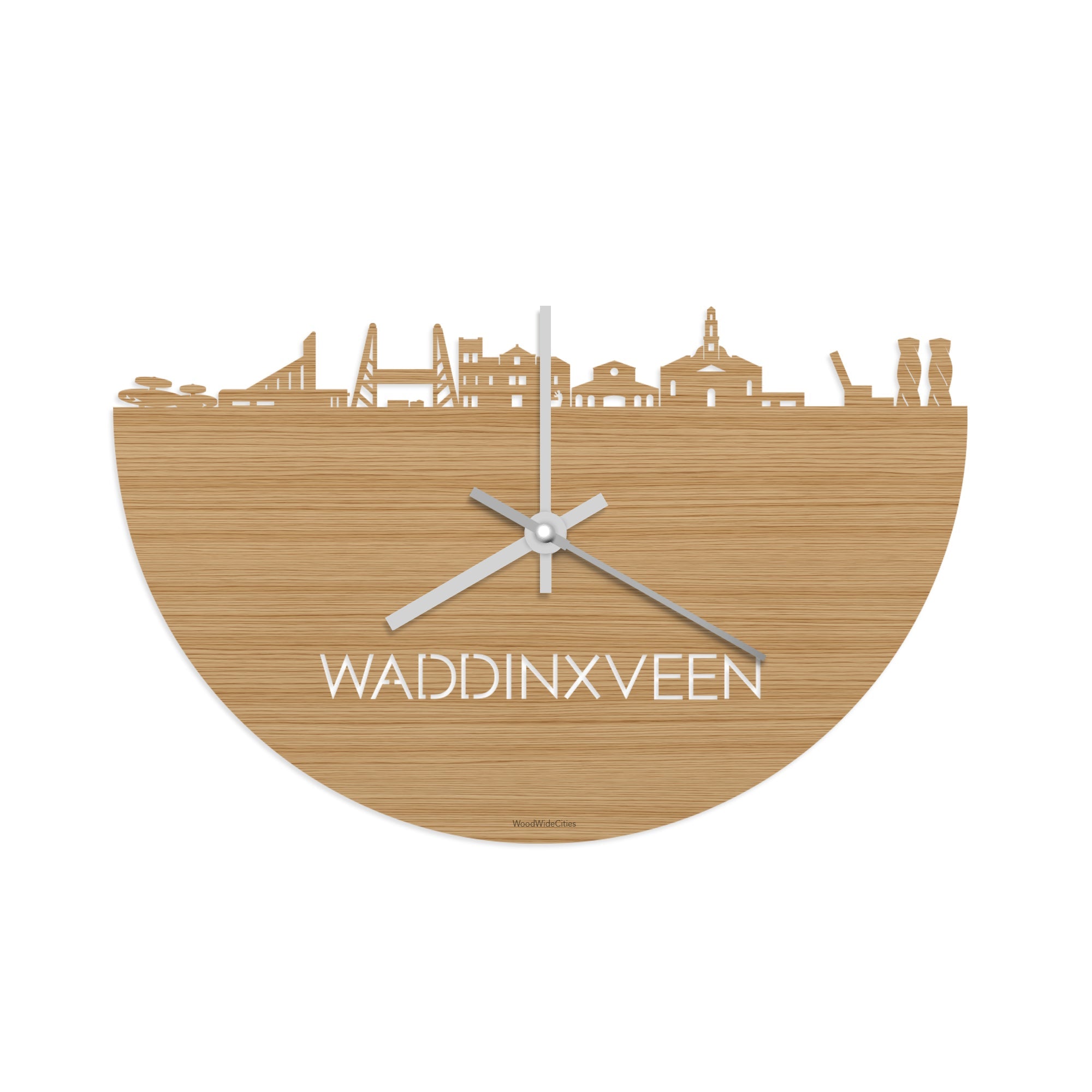 Skyline Klok Waddinxveen Bamboe houten cadeau wanddecoratie relatiegeschenk van WoodWideCities