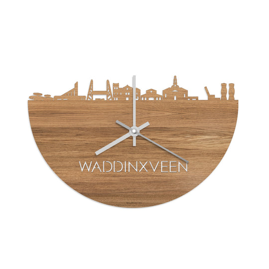 Skyline Klok Waddinxveen Eiken houten cadeau wanddecoratie relatiegeschenk van WoodWideCities