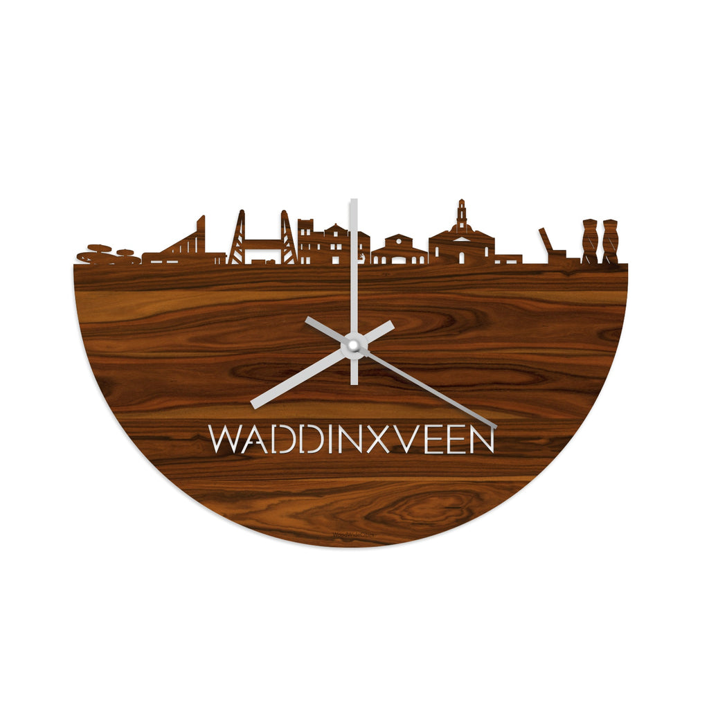Skyline Klok Waddinxveen Palissander houten cadeau wanddecoratie relatiegeschenk van WoodWideCities