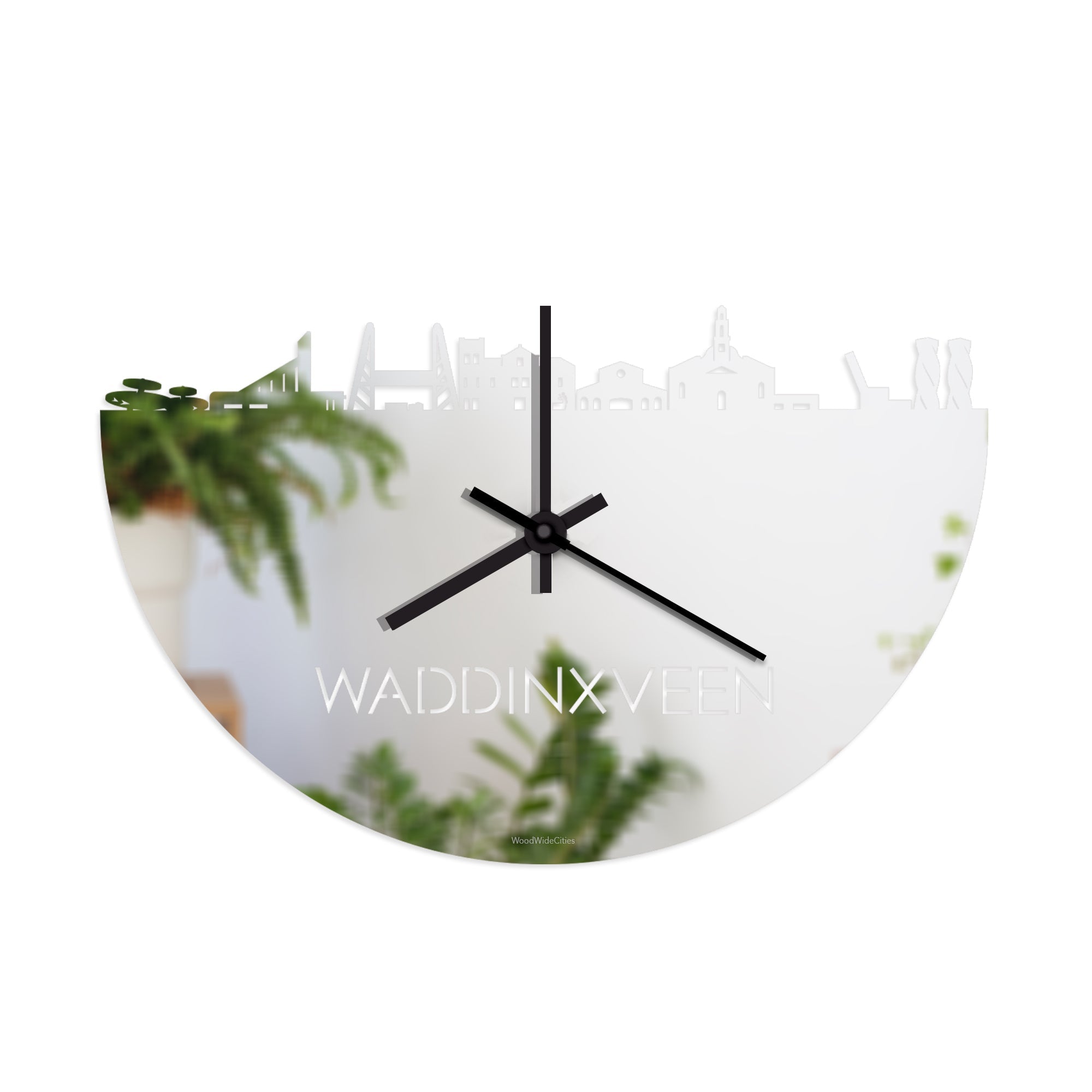 Skyline Klok Waddinxveen Spiegel gerecycled kunststof cadeau wanddecoratie relatiegeschenk van WoodWideCities