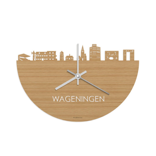 Skyline Klok Wageningen Bamboe Bamboe  houten cadeau wanddecoratie relatiegeschenk van WoodWideCities