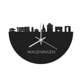 Skyline Klok Wageningen Black Zwart  houten cadeau wanddecoratie relatiegeschenk van WoodWideCities