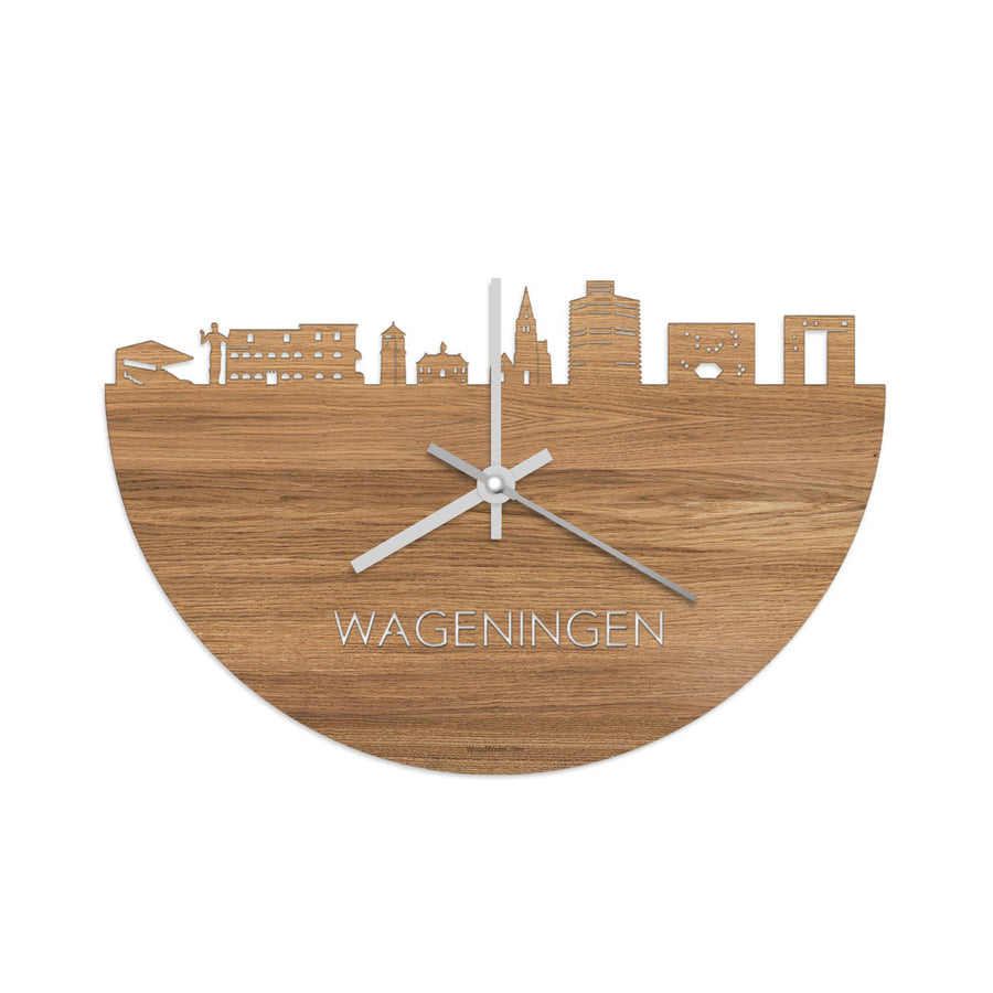 Skyline Klok Wageningen Eiken Eiken  houten cadeau wanddecoratie relatiegeschenk van WoodWideCities