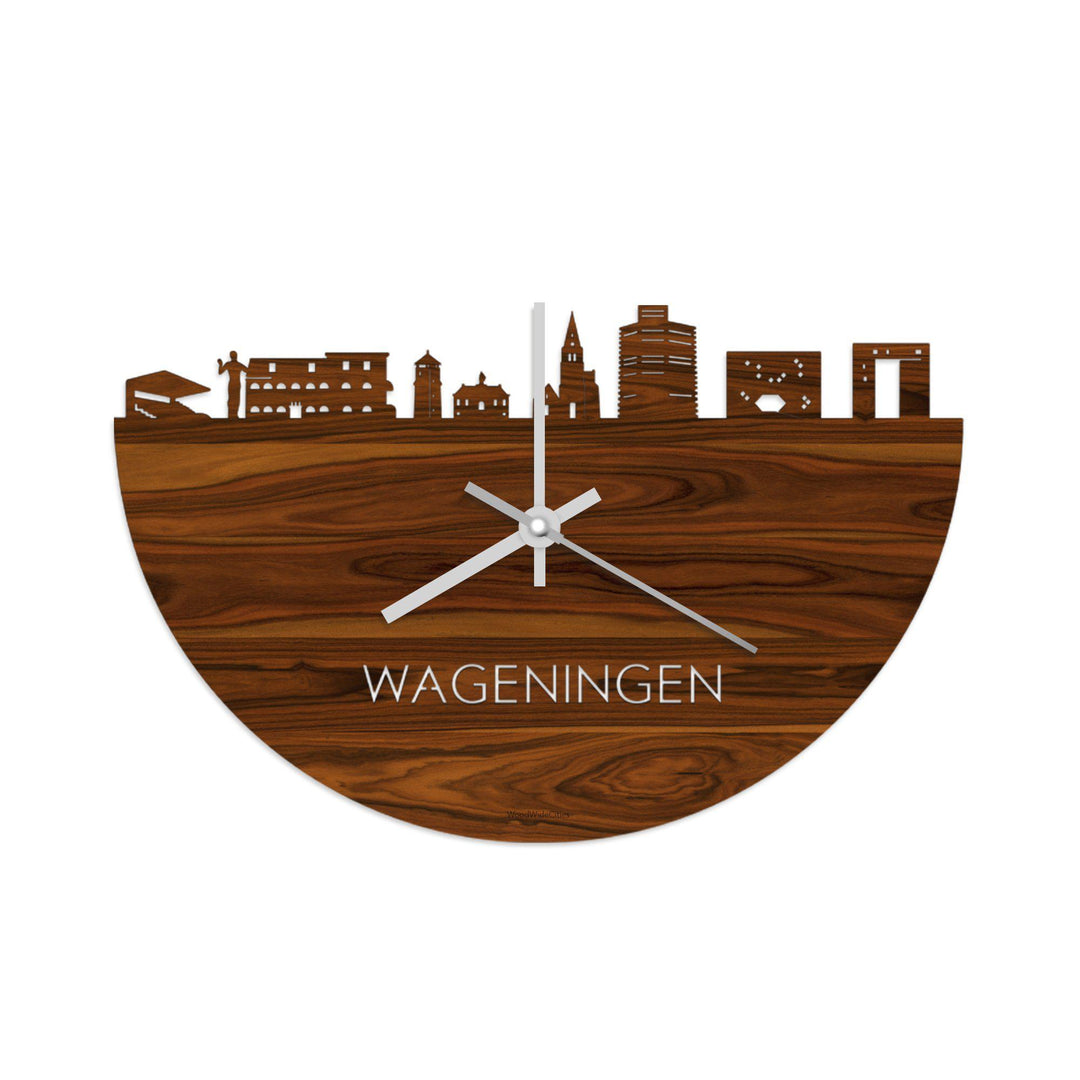 Skyline Klok Wageningen Palissander Palissander  houten cadeau wanddecoratie relatiegeschenk van WoodWideCities