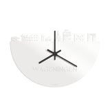 Skyline Klok Wageningen Wit glanzend gerecycled kunststof cadeau wanddecoratie relatiegeschenk van WoodWideCities