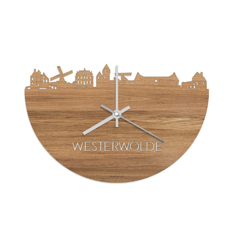 Skyline Klok Westerwolde Eiken houten cadeau wanddecoratie relatiegeschenk van WoodWideCities