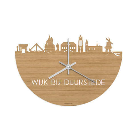 Skyline Klok Wijk bij Duurstede Bamboe houten cadeau wanddecoratie relatiegeschenk van WoodWideCities