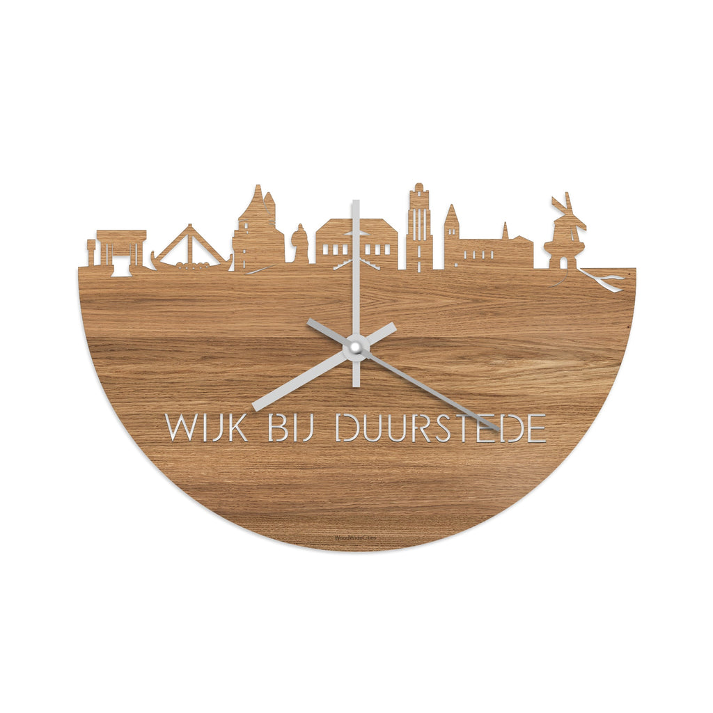 Skyline Klok Wijk bij Duurstede Eiken houten cadeau wanddecoratie relatiegeschenk van WoodWideCities