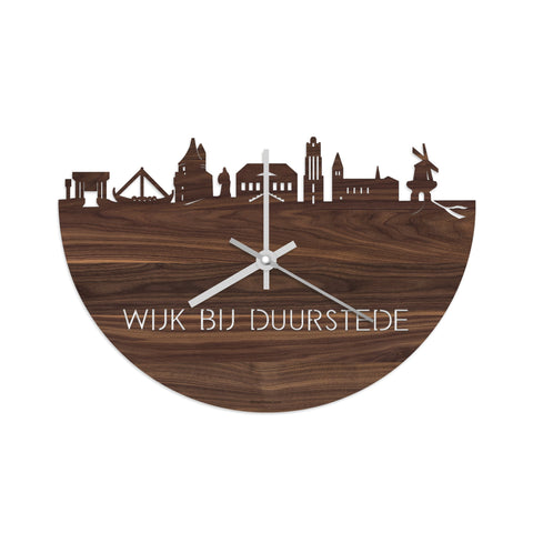 Skyline Klok Wijk bij Duurstede Noten houten cadeau wanddecoratie relatiegeschenk van WoodWideCities
