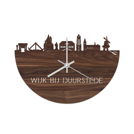 Skyline Klok Wijk bij Duurstede Noten houten cadeau wanddecoratie relatiegeschenk van WoodWideCities
