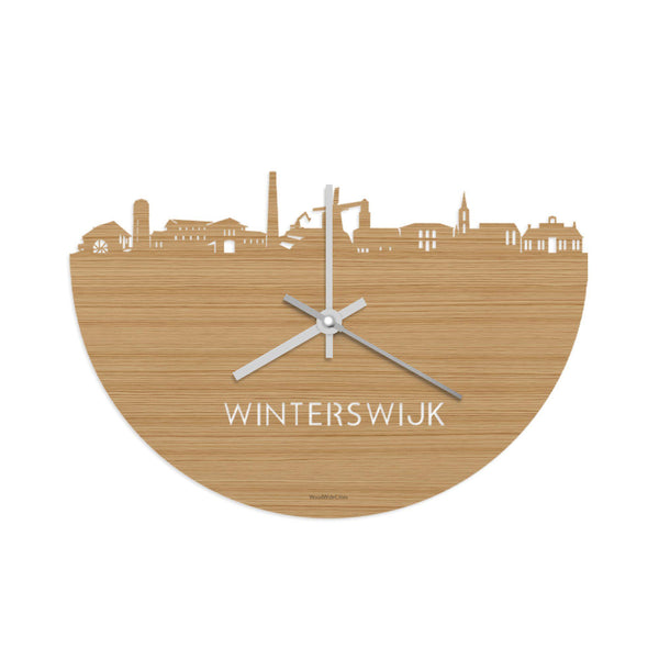 Skyline Klok Winterswijk Bamboe Bamboe  houten cadeau wanddecoratie relatiegeschenk van WoodWideCities