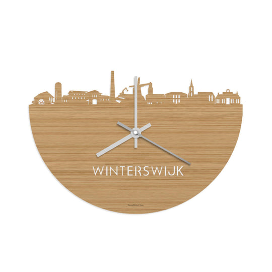 Skyline Klok Winterswijk Bamboe Bamboe  houten cadeau wanddecoratie relatiegeschenk van WoodWideCities