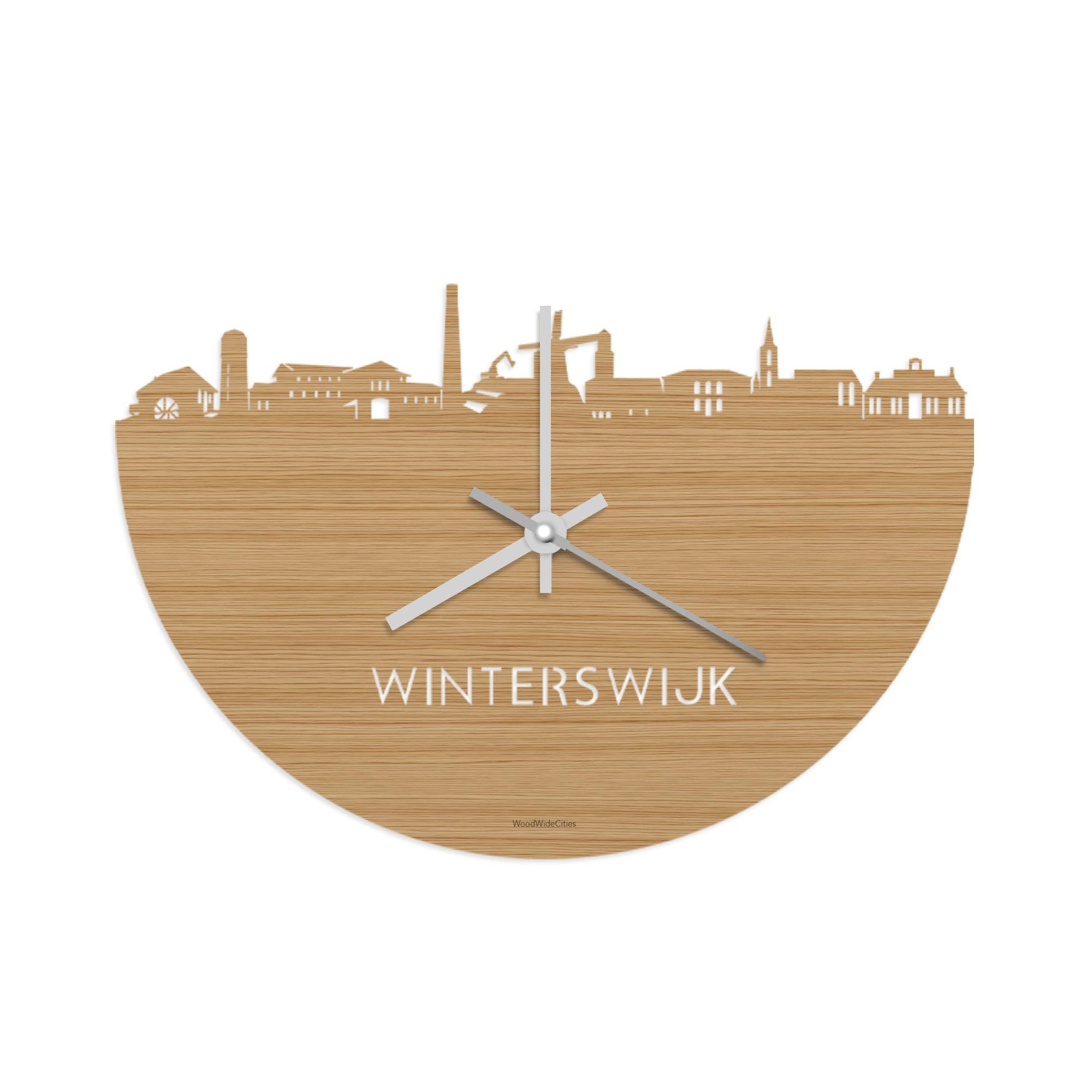 Skyline Klok Winterswijk Bamboe Bamboe  houten cadeau wanddecoratie relatiegeschenk van WoodWideCities
