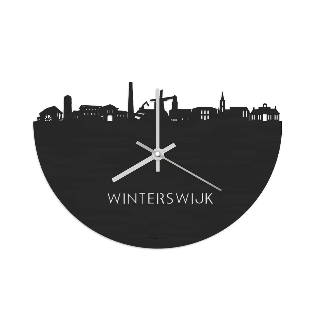 Skyline Klok Winterswijk Black Zwart  houten cadeau wanddecoratie relatiegeschenk van WoodWideCities