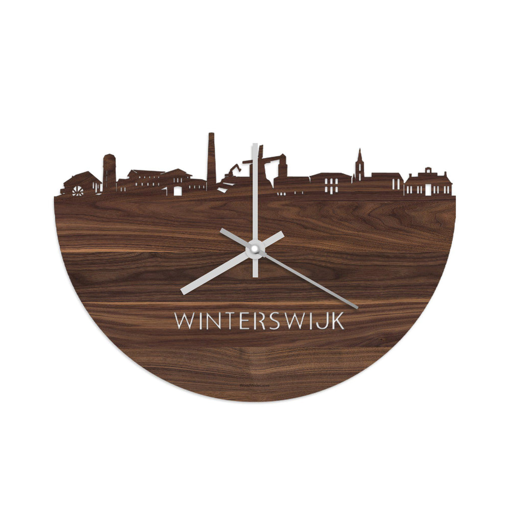 Skyline Klok Winterswijk Noten Noten  houten cadeau wanddecoratie relatiegeschenk van WoodWideCities