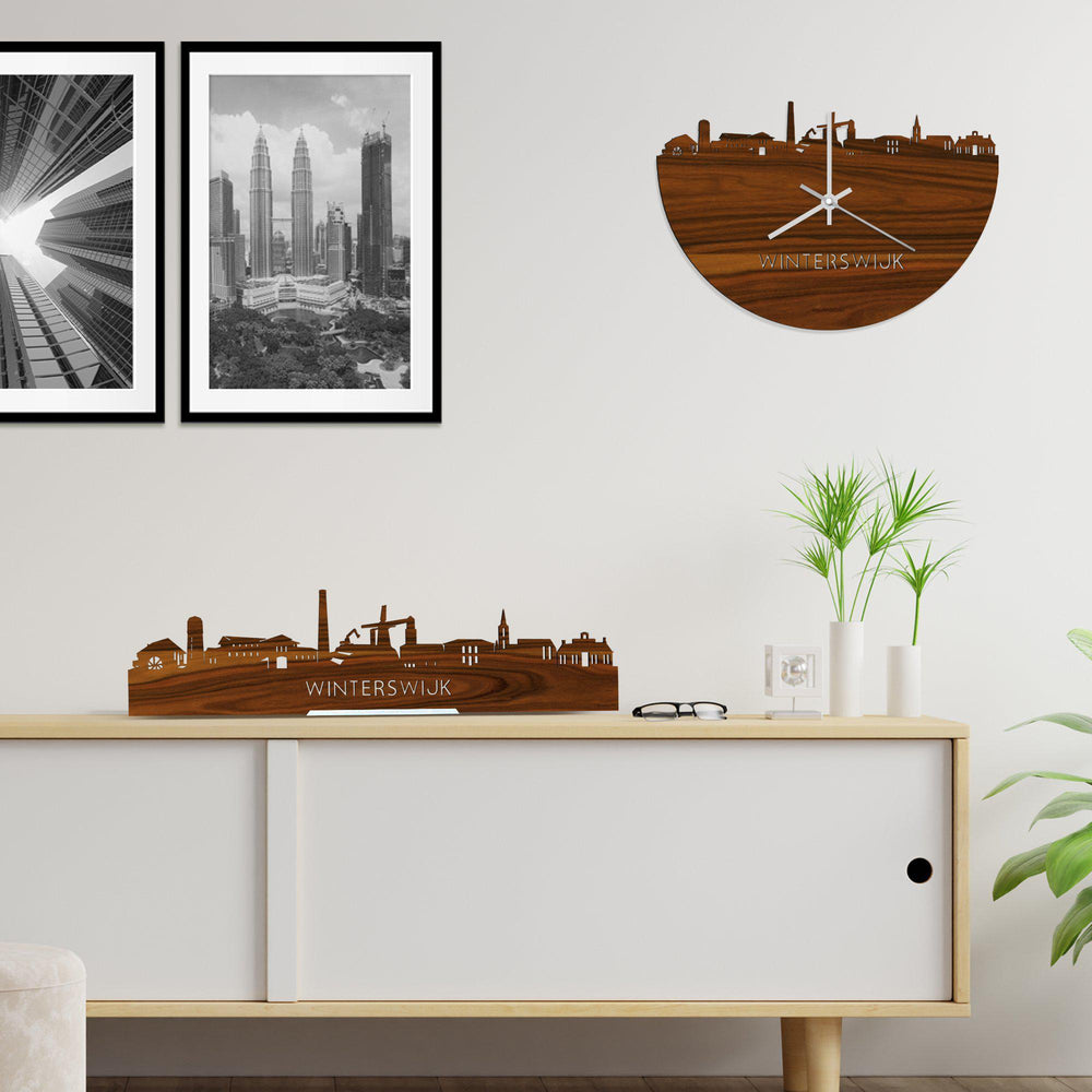 Skyline Klok Winterswijk Palissander houten cadeau wanddecoratie relatiegeschenk van WoodWideCities