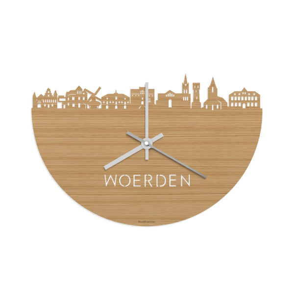 Skyline Klok Woerden Bamboe houten cadeau wanddecoratie relatiegeschenk van WoodWideCities