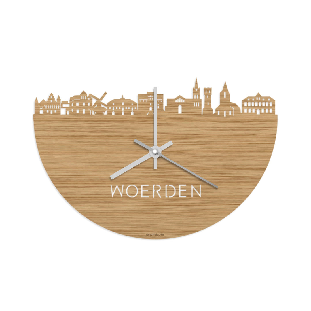 Skyline Klok Woerden Bamboe houten cadeau wanddecoratie relatiegeschenk van WoodWideCities
