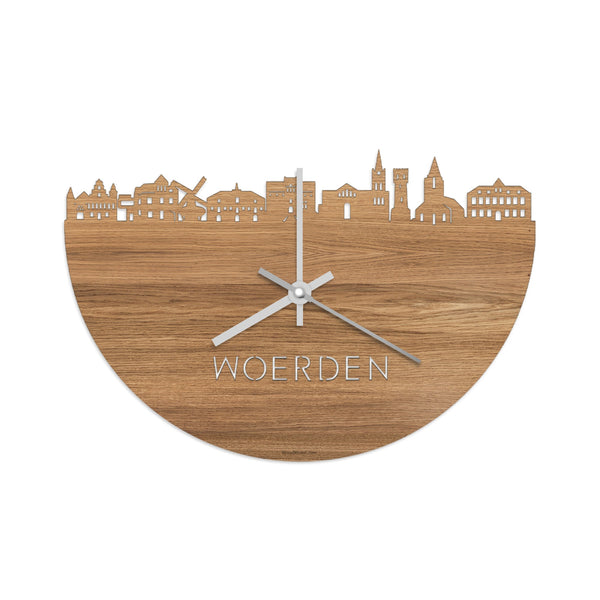 Skyline Klok Woerden Eiken houten cadeau wanddecoratie relatiegeschenk van WoodWideCities