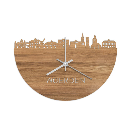 Skyline Klok Woerden Eiken houten cadeau wanddecoratie relatiegeschenk van WoodWideCities