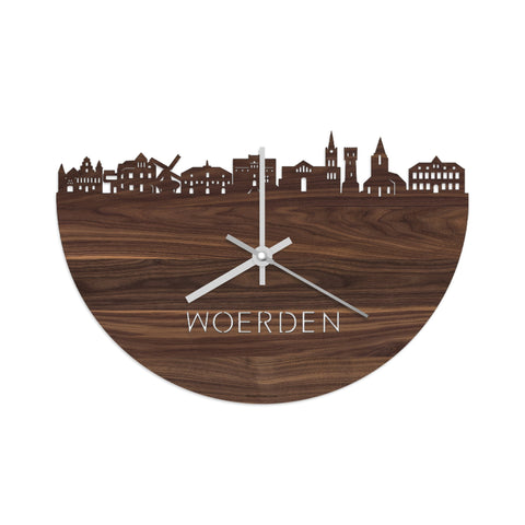 Skyline Klok Woerden Noten houten cadeau wanddecoratie relatiegeschenk van WoodWideCities