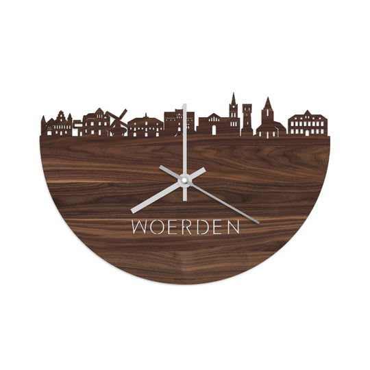 Skyline Klok Woerden Noten houten cadeau wanddecoratie relatiegeschenk van WoodWideCities