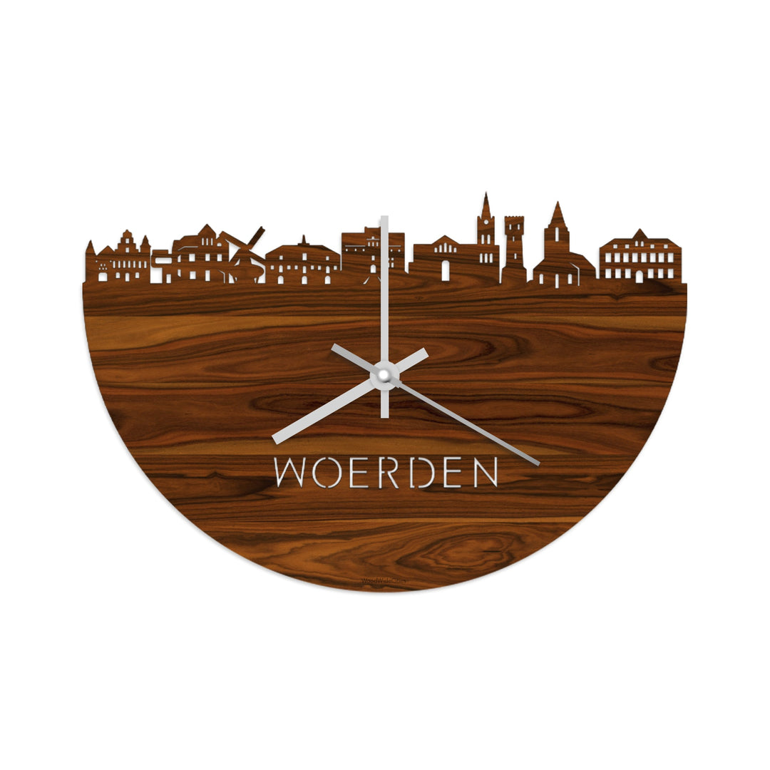 Skyline Klok Woerden Palissander houten cadeau wanddecoratie relatiegeschenk van WoodWideCities