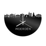 Skyline Klok Woerden Zwart glanzend gerecycled kunststof cadeau wanddecoratie relatiegeschenk van WoodWideCities