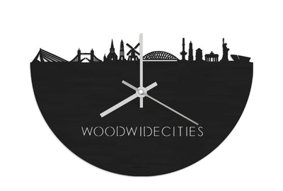Skyline Clock WoodWideCities Black