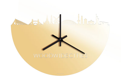 Skyline Clock WoodWideCities Gold Metallic